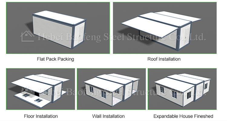 Baofeng casa de contêiner expansível pré-fabricada pequenas casas expansíveis